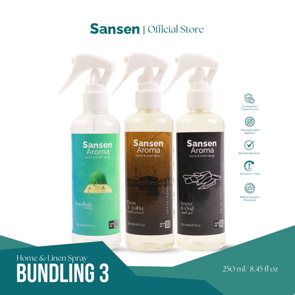 BUNDLING Arabian Series - Parfum Ruangan, Linen & Mobil | Wangi Hotel Mewah | Antibakteri | by Sanse