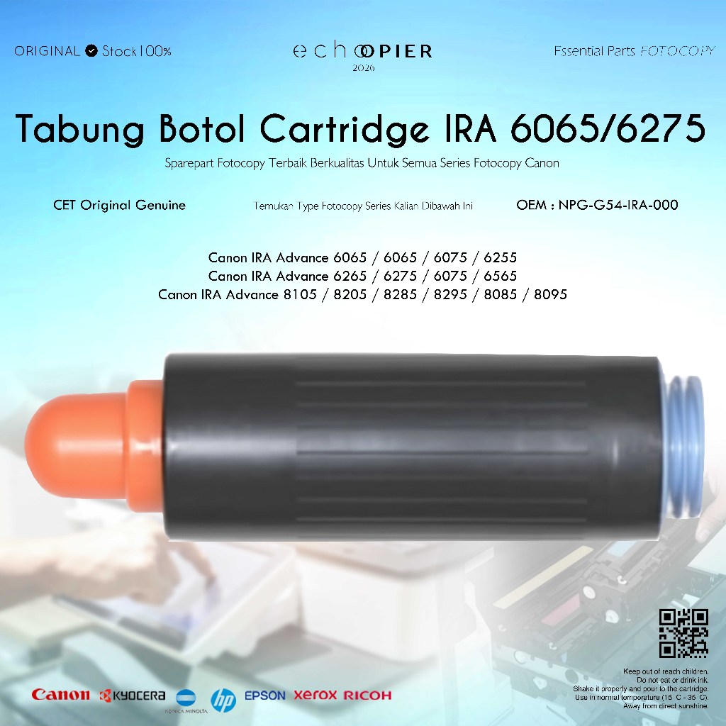 Botol Toner Catridge Nozzle Canon IRA 6065 6075 6255 6265 6275 8105 8285 8085 8095 8205 NPG-54 Origi
