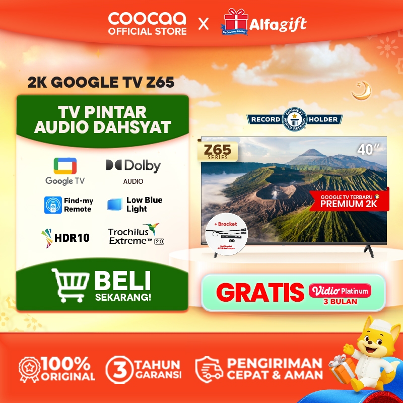 [BRACKET+] NEW COOCAA 40 inch Z65 -  GOOGLE TV - 2K LED-TV  - HDR 10 - Flicker Free - Low Blue Light