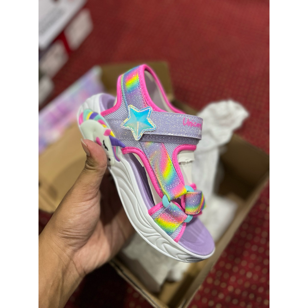Skechers S Light Dreamy Unicorns Sepatu Sandal Kids Lavender Multi Original BNIB