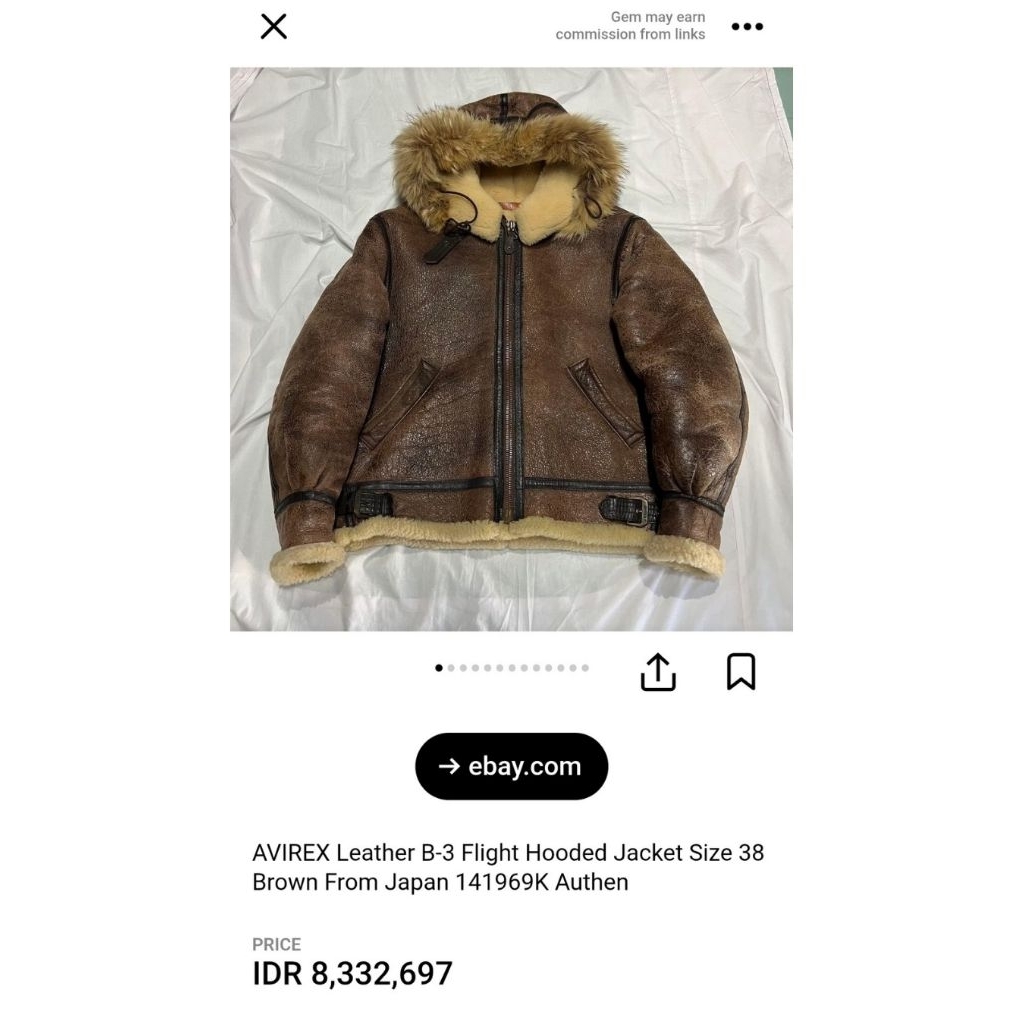 Avirex B3 Hooded Vintage Leather Flight Jacket Bomber Pilot Army Military USA Jaket Kulit Classic Re