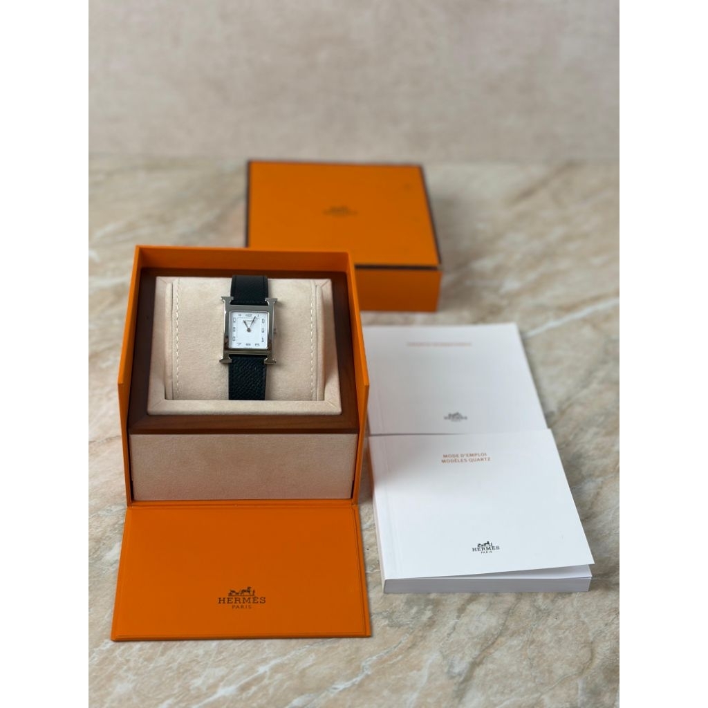 Watch / H Hour Heure MM Epsom Black PHW Stamp #D pembelian tahun 2020With box, booklet, guarantee bo