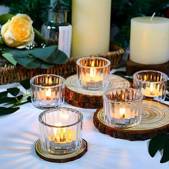 Tempat Lilin Kristal Bening Model Bulat Dekorasi Bahan Kaca Murah