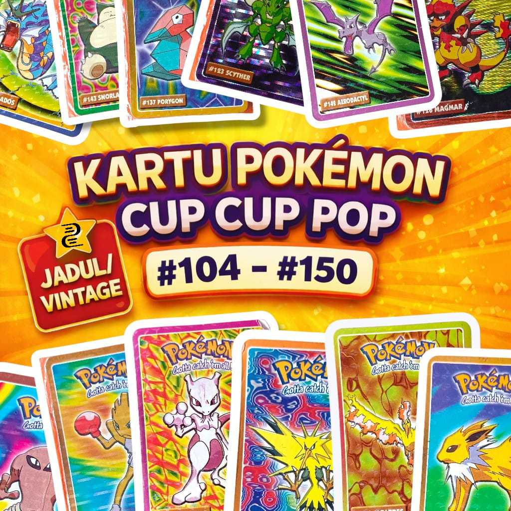 [PART 3] Kartu Stiker Pokemon Cup Cup Pop Gen 1 103-150 - Tazos, Pokemon Card, Kolektor Mainan Jadul