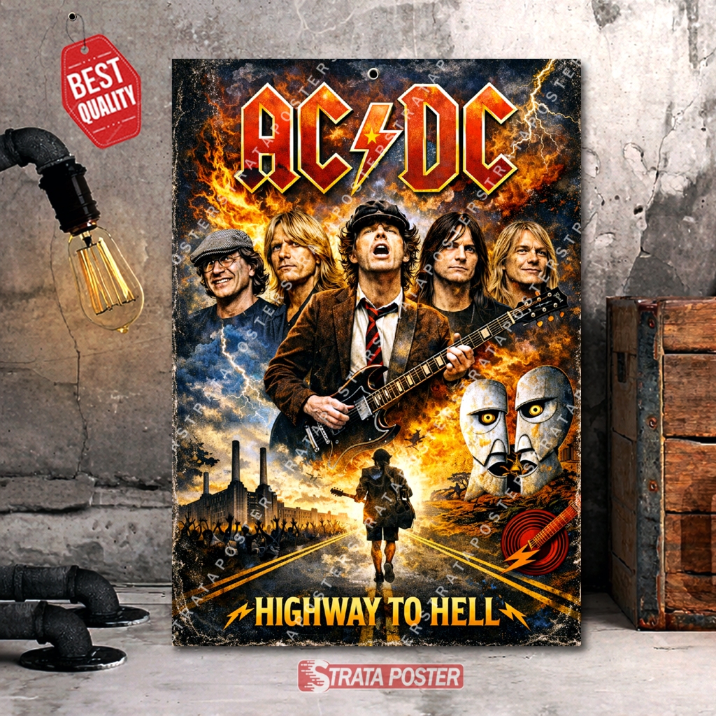 Poster Band Musik AC/DC – Dekorasi Studio Musik