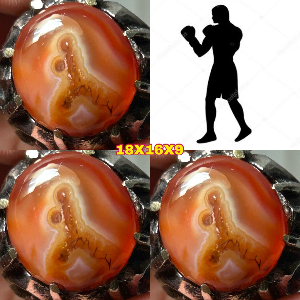 NATURAL CINCIN BATU AKIK YAMAN MOTIF GAMBAR BOXING