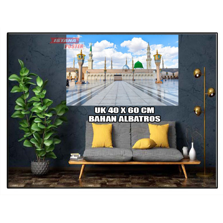 Poster uk 40 x 60 bahan Albatros tema gambar islami Masjid nabawi