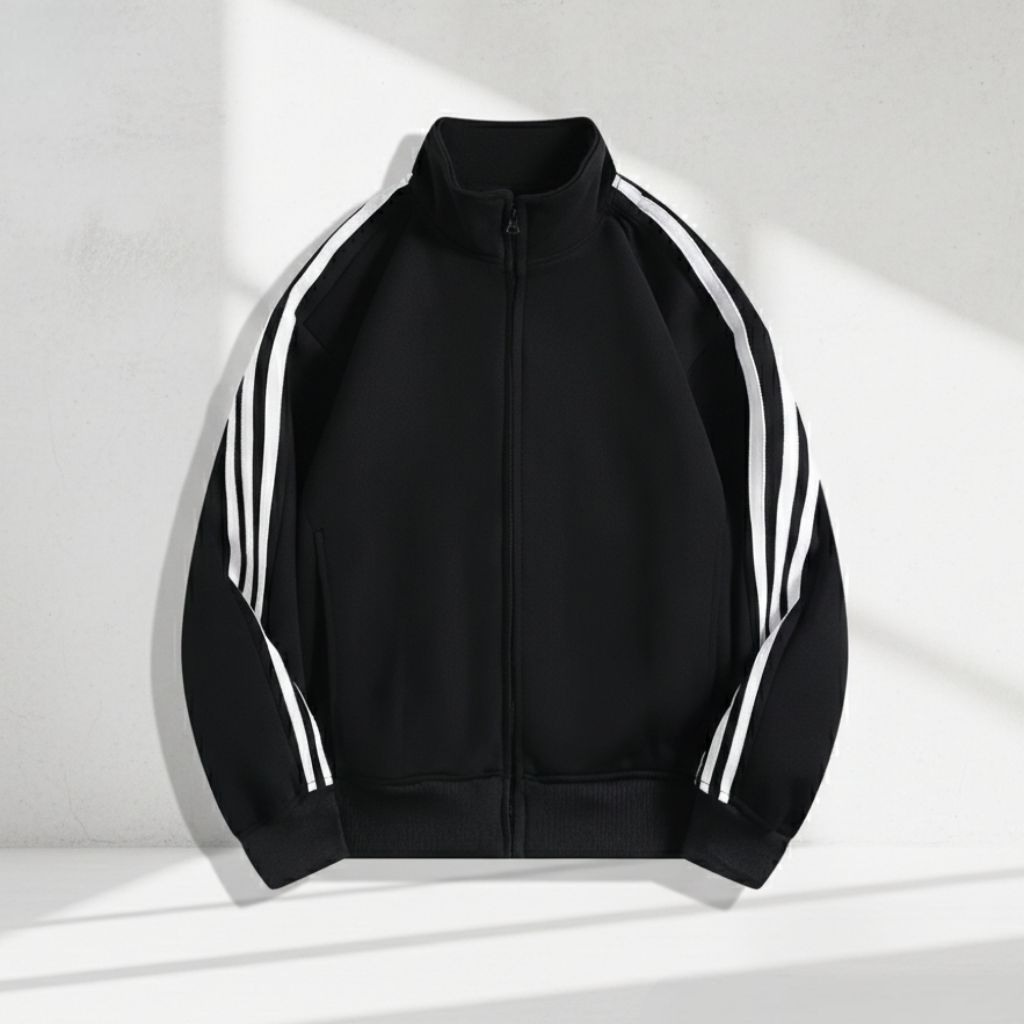 Jaketin Aja ( S - XXXXXL 6XL ) Zip Up Tracktop VARSITY STRIPED Big Size Jacket Baseball POLOS BASIC 