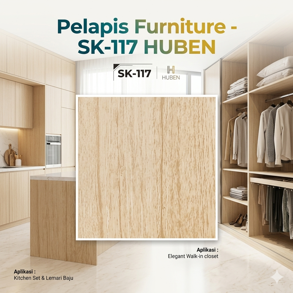 Taco Sheet / Huben Sheet SK-117 / Deco Sheet Pelapis Furniture Lemari Meja Per Meter (Motif Kayu & P