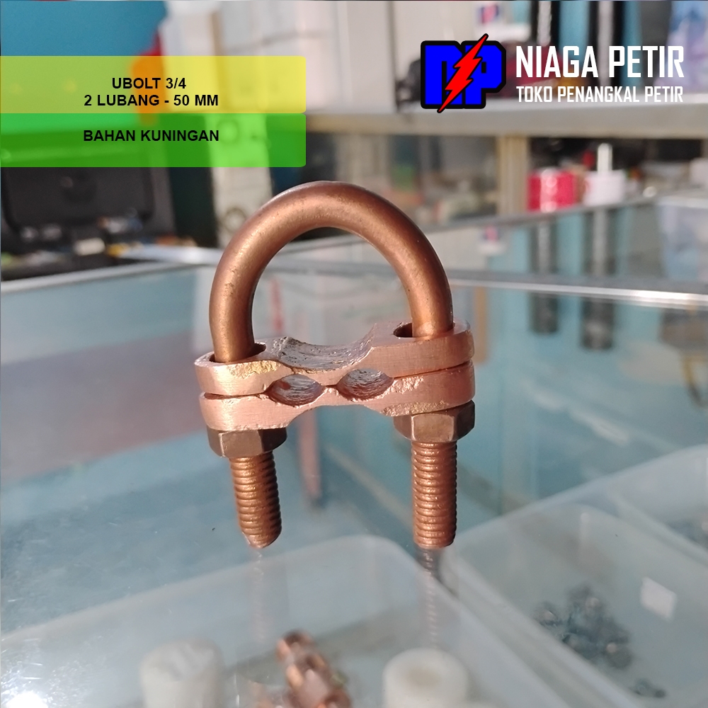 KLEM GROUNDING U-BOLT 3/4 – 2 HOLE 50 MM – CLAMP KABEL BC