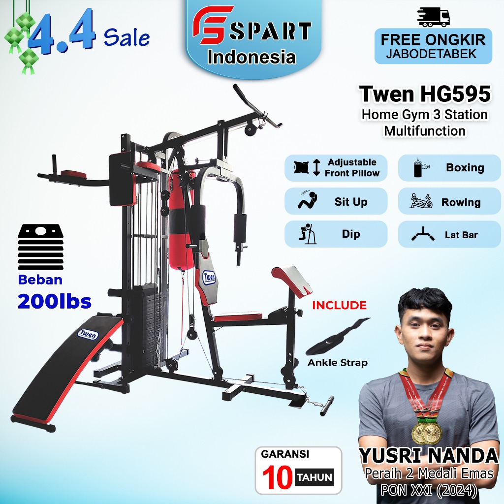 Home Gym Twen HG595 Homegym 3 Sisi Alat Olahraga Alat Gym Set Alat Fitnes Leg Press