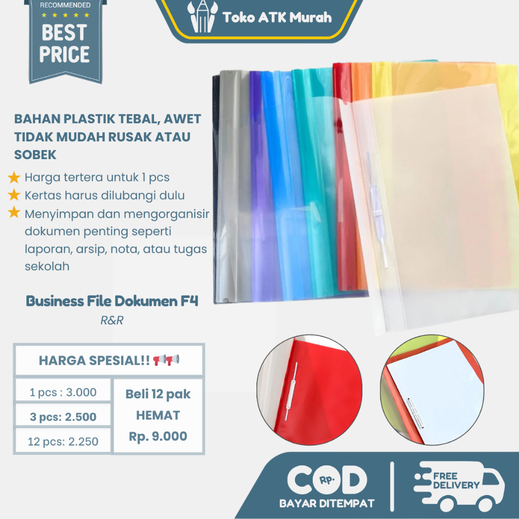 Map Plastik Business File Folio F4 ( Satuan ) – Map Kantor Snel Arsip Dokumen