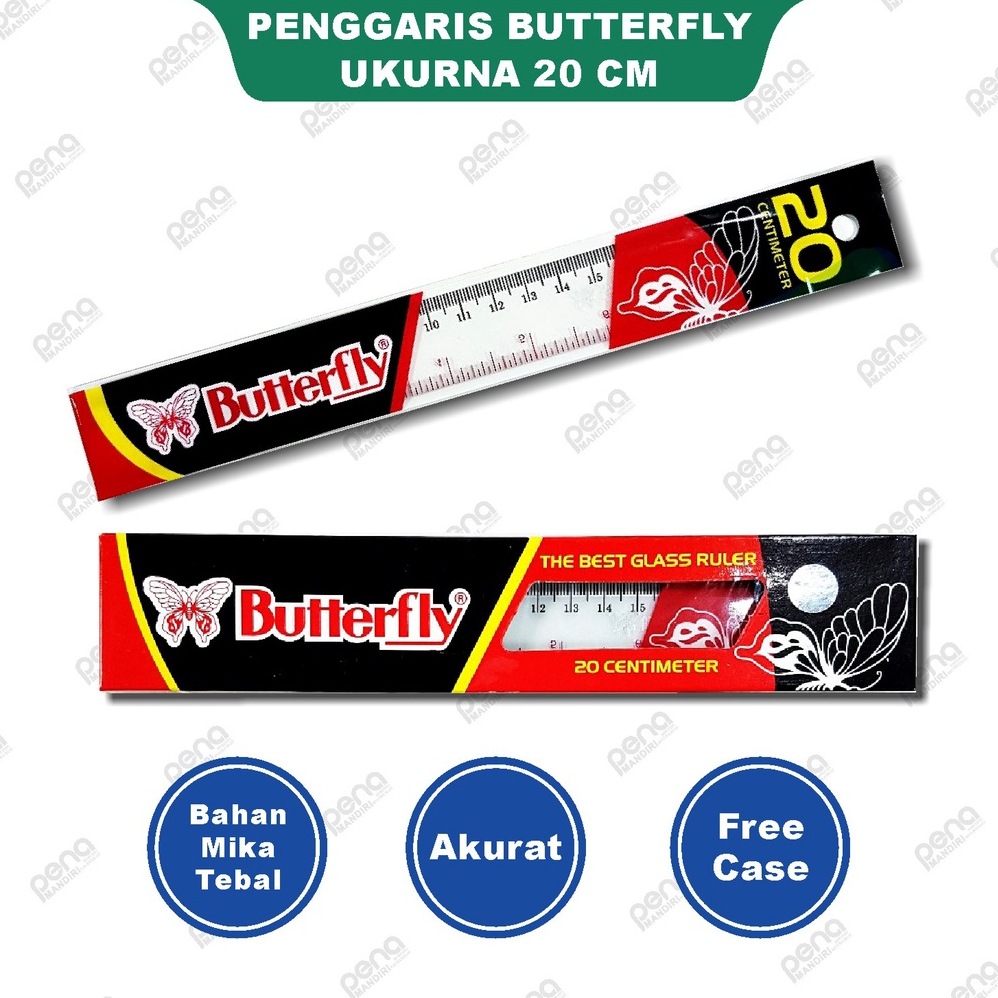 Penggaris Plastik 20cm Butterfly - Plastic Ruler Butterfly 20 cm