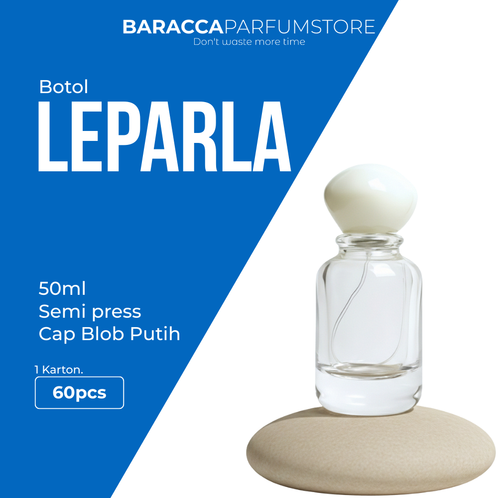 Botol Parfum Leparla 50ML Semi Press Cap Blob White - Botol Parfum Kosong Leparla Semi Press 50ML