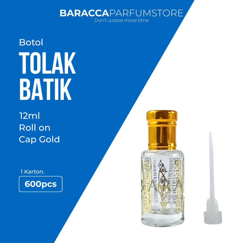 Botol Tola Batik 12ML - Botol Parfum Tola Batik Printing Gold - Botol Tola VIP 12ML