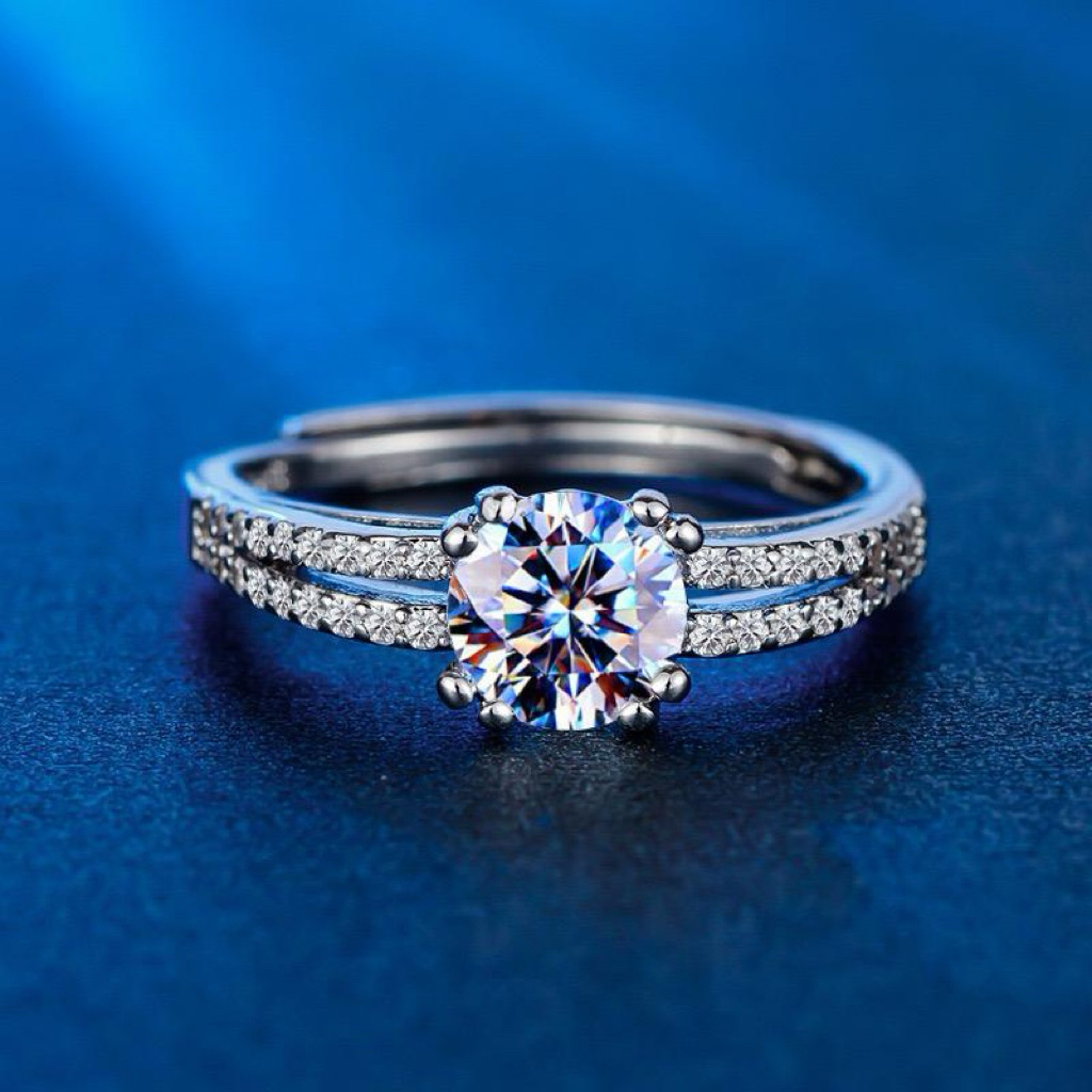 Cincin Wanita Elegant Cincin Satu Berlian Permata Mewah Cincin Wanita Modis