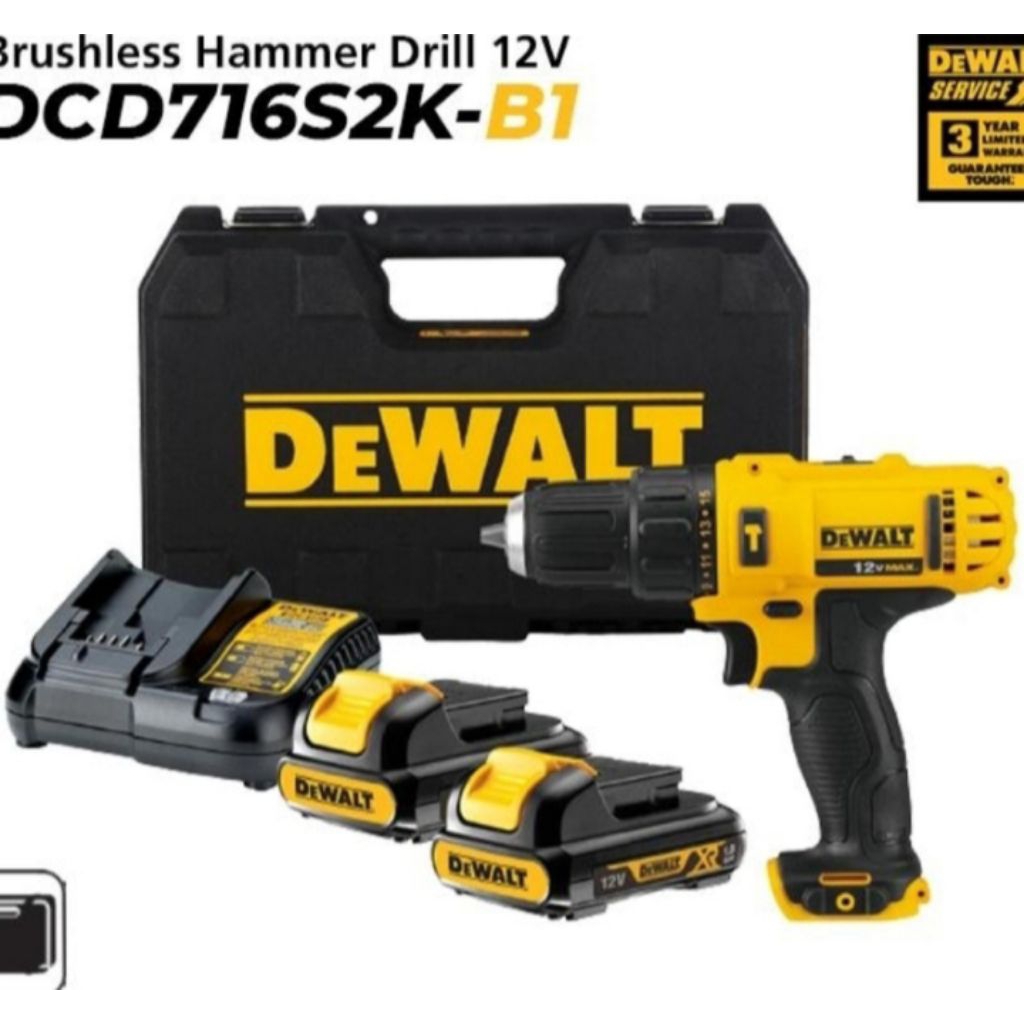 Mesin Bor Batera Cordless Hammer Drill DCD716S2K DEWALT/ DCD716