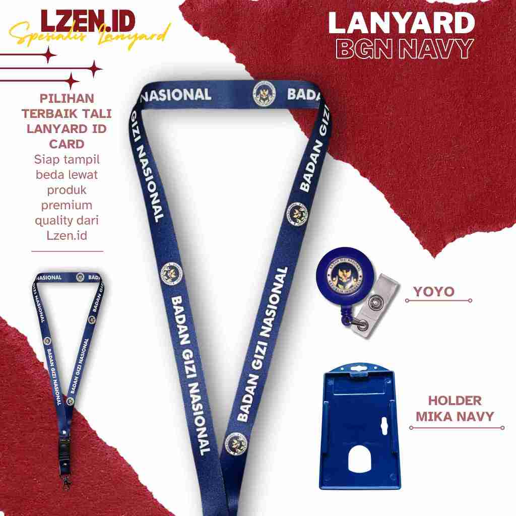 READY LANYARD GANTUNGAN ID CARD BGN NAVY POLOS | TALI GANTUNGAN ID CARD BGN NAVY POLOS [READY STOCK]