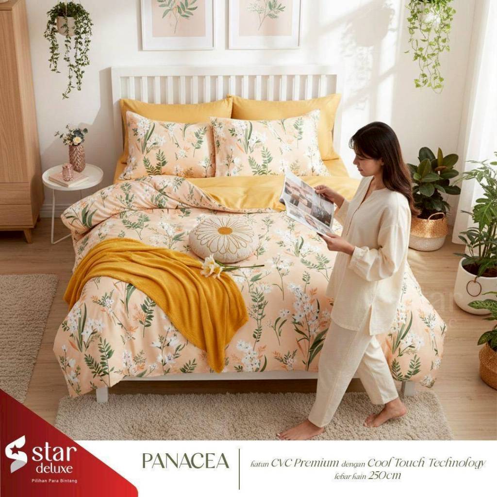 SATU SET Sepray Bedcover Katun lokal Dewasa Cantik 35 Adem By Karel Prosperity