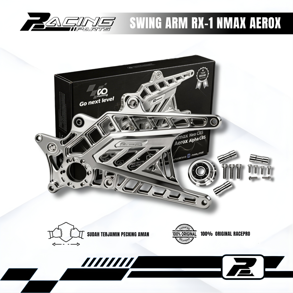 SWING ARM NMAX AEROX ALPHA ALUMUNIUM CNC Lengan Ayun Full CNC Swing Arm racepro RX-1 Racepo Swing Ar