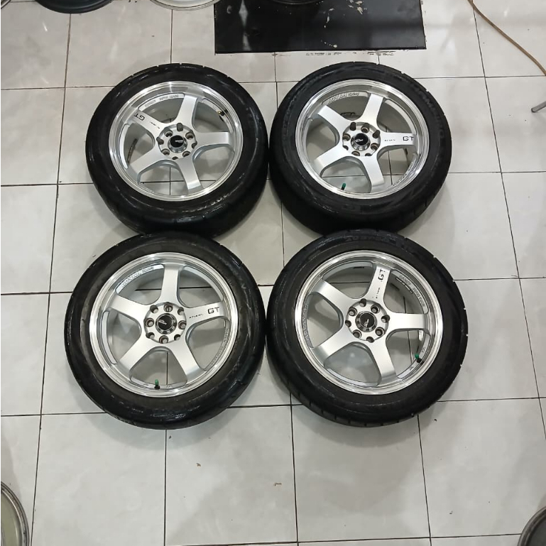 VELG ADVAN GT RACING R16X7 PCD 8X100/114 ET42 SILVER/POLISH + BAN GT SX2 205 50 R16 TH 2024 LIKE NEW