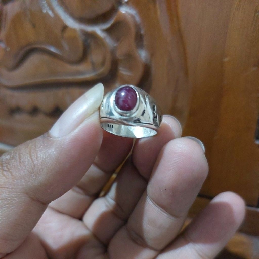 Batu akik/permata Ruby ring perak 925 Kotagede