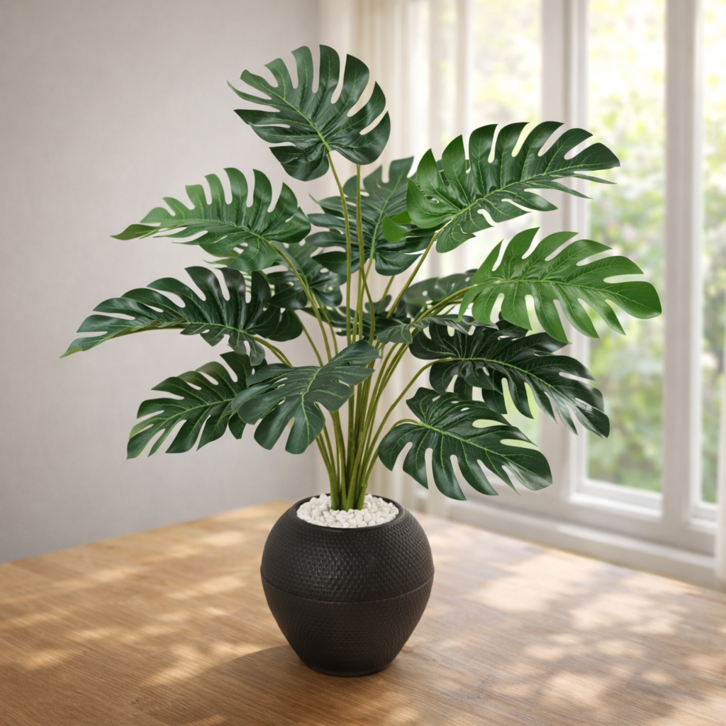 1 Set Tanaman Hias Artificial Monstera Pot Hitam Tanaman Plastik Besar Dekorasi Rumah Ruang Tamu Min