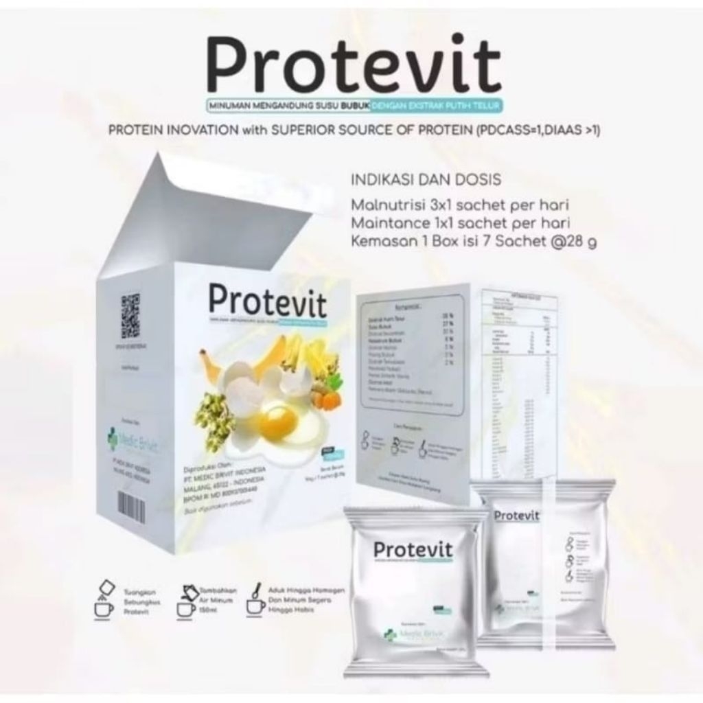 Protevit Minuman Susu Bubuk Ekstrak Putih Telur Isi 7 Sachet