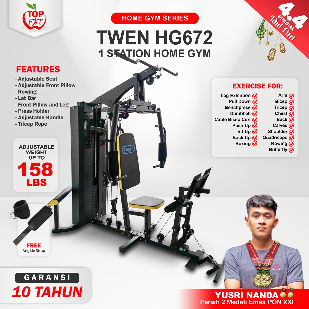 Home Gym Twen HG672 Homegym 1 Sisi Alat Olahraga Alat Gym Set Alat Fitnes Leg Press