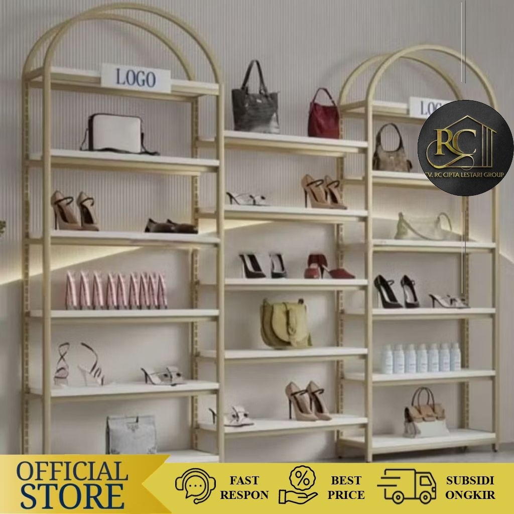 Rak Gandeng Display Toko Tas Sepatu | Rak Display Retail | TERKOKOH