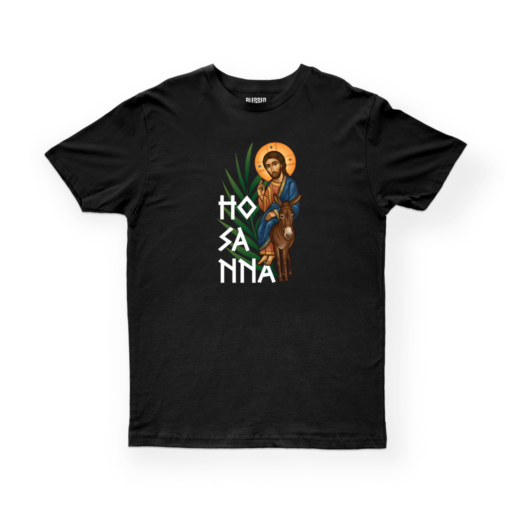 Kaos Rohani Kristen Katolik Pria Wanita | HOSANA 005 | Warna Hitam, Putih | Blessedstore.id