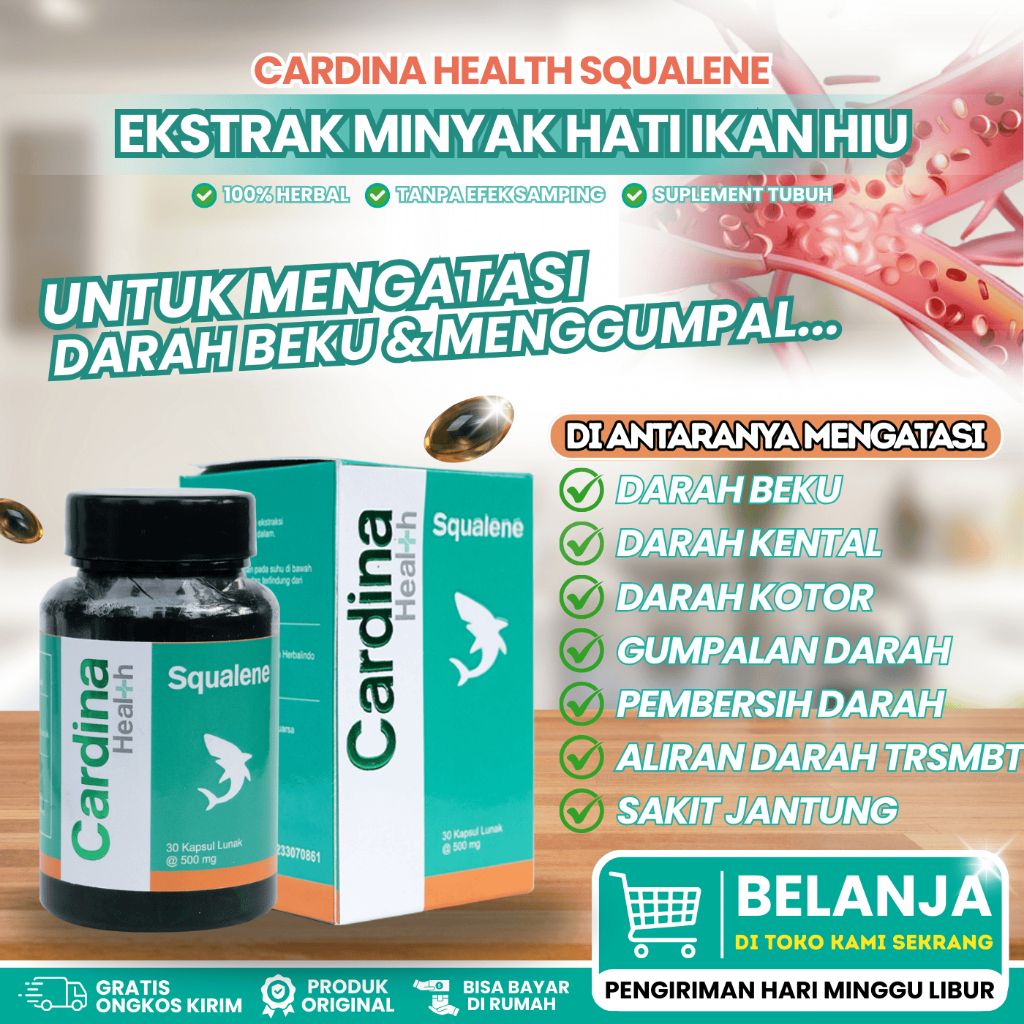 Cardina Health Squalene Untuk Pengencer Darah Beku, Darah Kental, Darah Kotor, Gumpalan Darah, Pembe