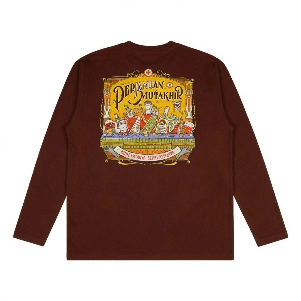 Dagadu T-Shirt Long Sleeve Perjamuan Terakhir | Kaos Lengan Panjang Pria Wanita | Cotton Combed