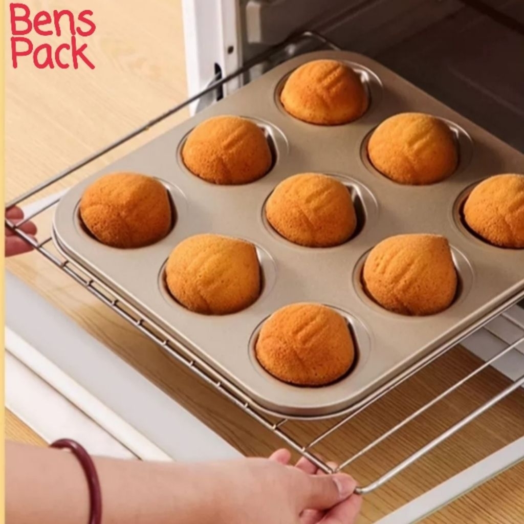 Loyang Teflon Cupcake Cetakan Kue Bentuk Chestnut 12 Lubang Cetakan Kue Bolu Kering Nastar