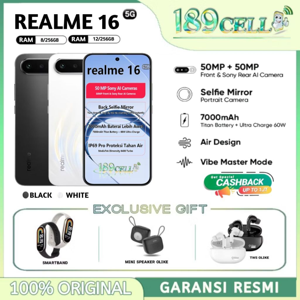 REALME 16 5G RAM 8/256 GB RAM 12/256 GB | REALME16 5G RAM 8/256GB RAM 12/256GB GARANSI RESMI