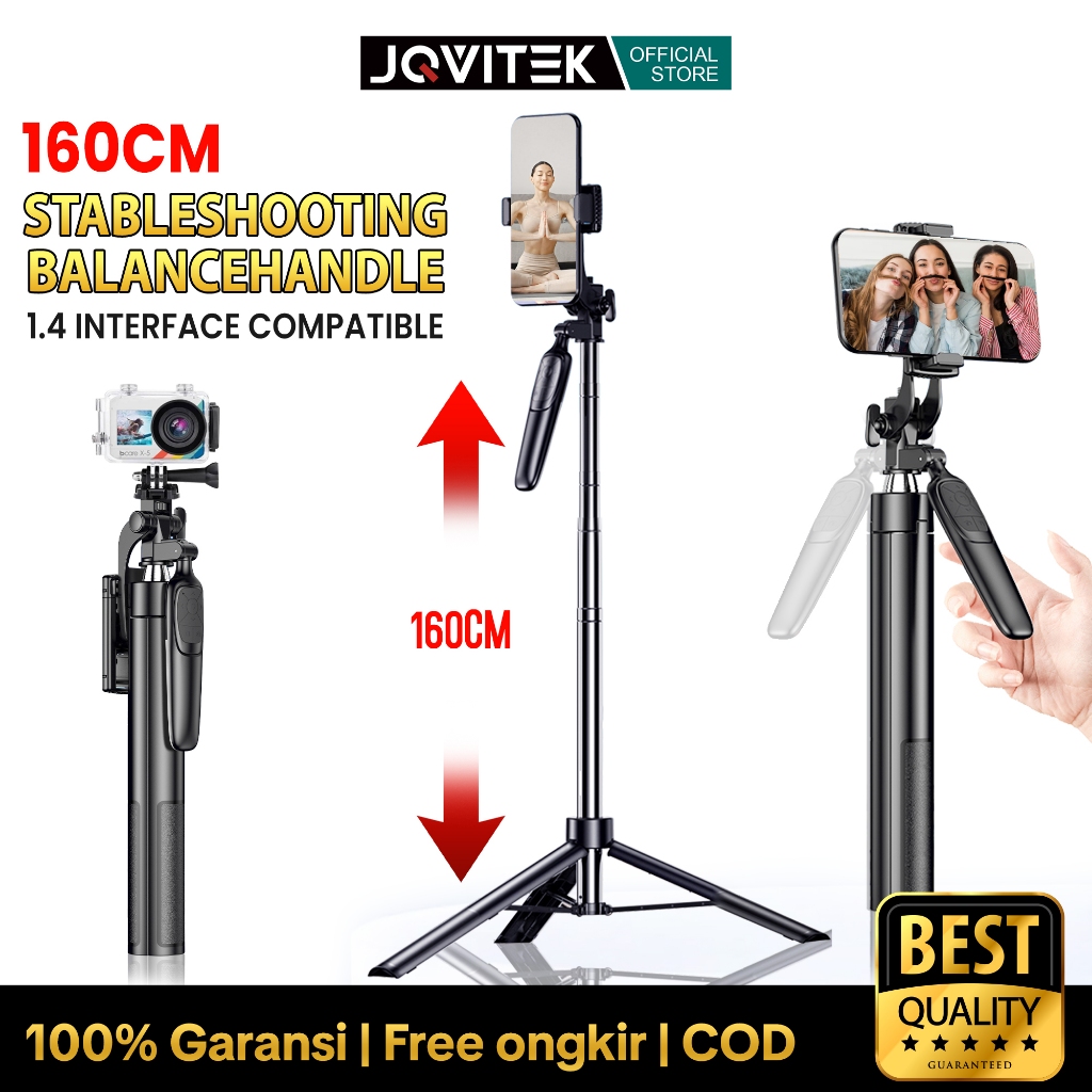 Jqvitek 160cm Selfie Stick Bluetooth Tripod Tongsis TR05