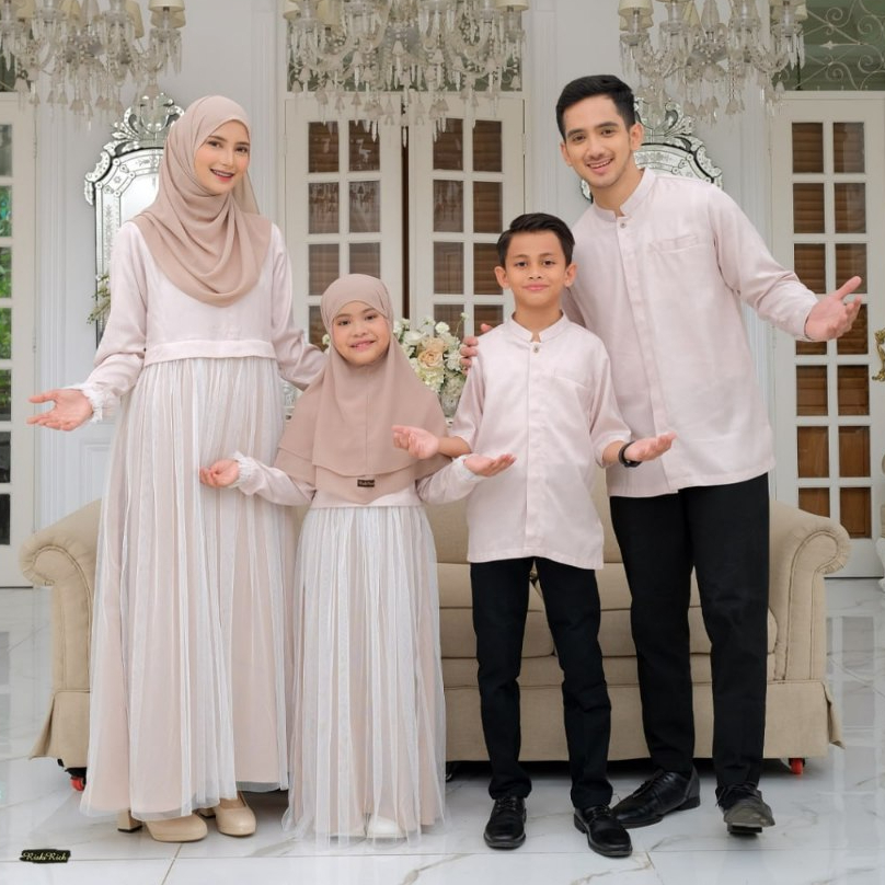 RISKIRICH Sarimbit Zaid Zaahira Khaki | Seragaman Keluarga Pesta Kondangan  Elegan
