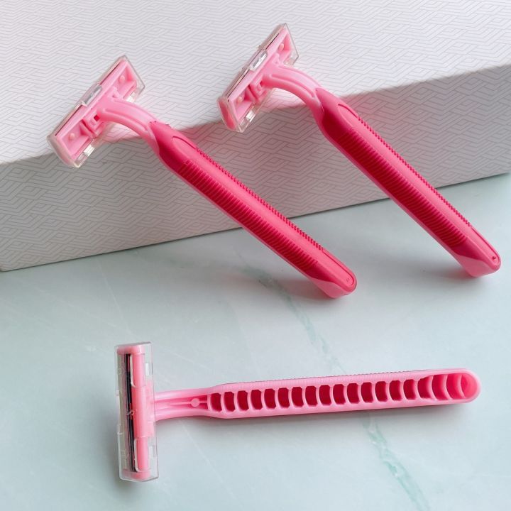 PINK / 3 PISAU / Alat Cukur Jenggot 3 Mata Pisau / Piso Cukur Kumis / Pencukur Kumis Bulu Ketiak Kak