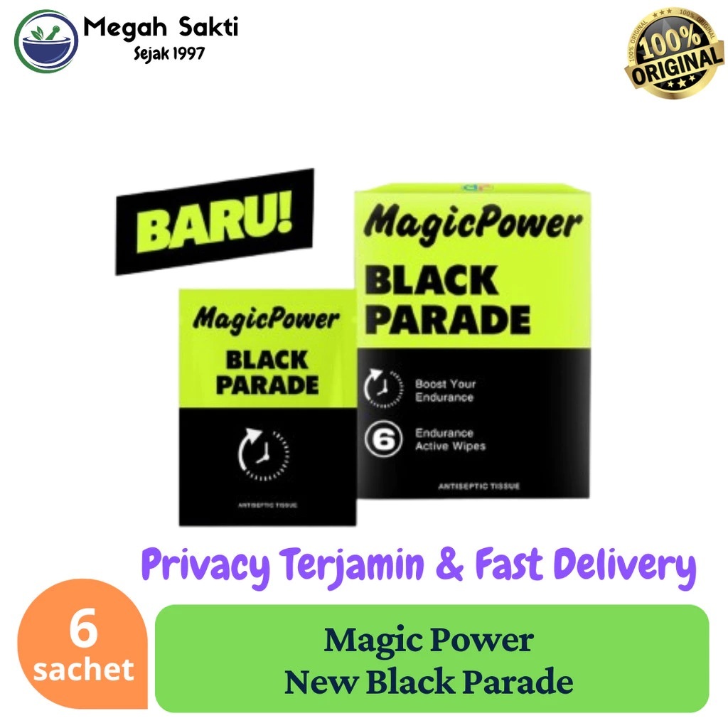 Magic Power New Black Parade Tissue isi 6 Sachet | Tisu Pendukung performa aktifitas dan Sport