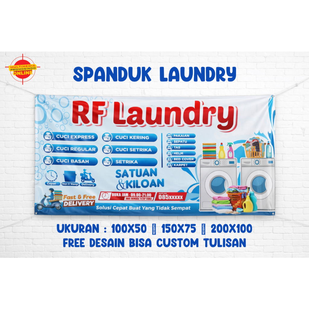 Banner Spanduk Laundry FREE DESAIN / Banner Murah / Banner Laundry / Spanduk / Binatu / Cuci Kering 
