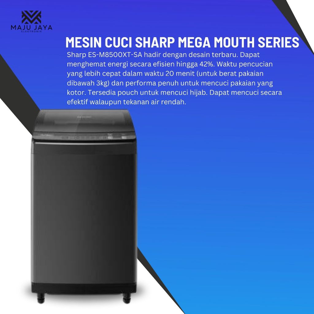 MESIN CUCI SHARP ESM 9500 9.5 KG 1 TABUNG ESM9500 TOP LOADING INVERTER Mesin Cuci 1 Tabung Sharp ES-