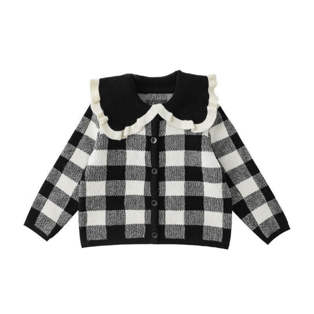 black white plaid cardigan