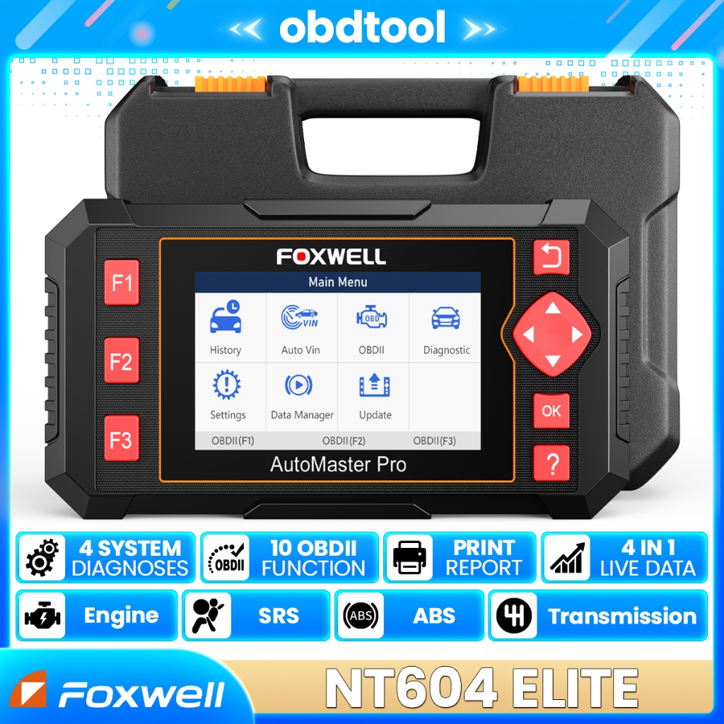 Pengiriman 24H-FOXWELL NT604 Elite OBD2 Scanner Check Engine ABS SRS Transmission 4 Systems JOBD Rea