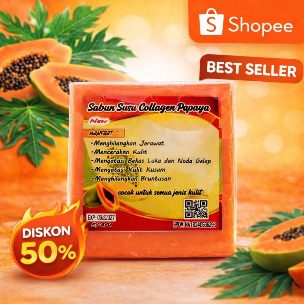 12PCS SABUN PEPAYA | SABUN SUSU COLLAGEN PEPAYA VIRAL BY AYU