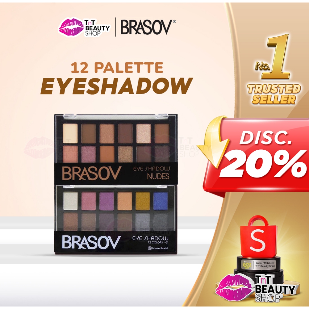 BRASOV Eyeshadow Palette 12 Colors - 01 Perona Mata - 02 Nude - Eye Shadow | TnT Beauty Shop