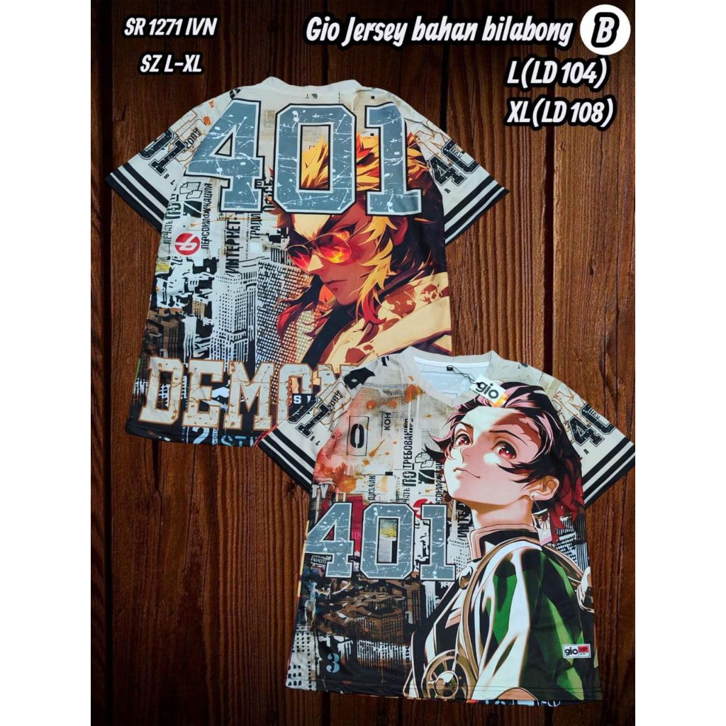 Kaos Baju Jersey Rubgy Hockey Baseball Streetwear Terbaru Size L XL Demon Slayer