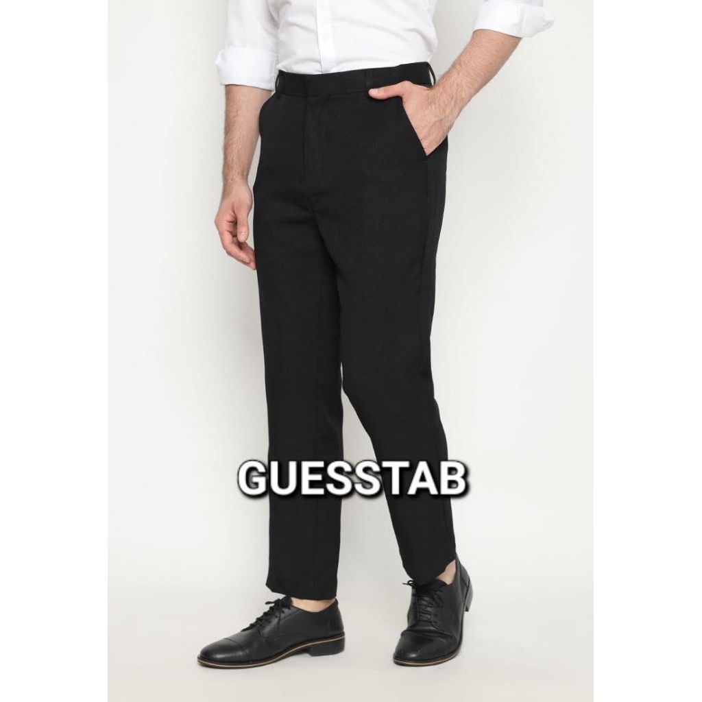 GUESSTAB celana bahan formal celana panjang slimfit celana pria slimfit