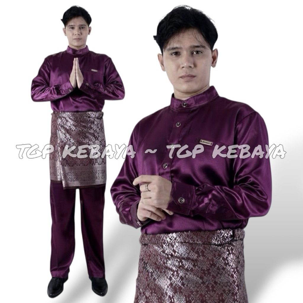 Baju Melayu Teluk Belanga / Set Baju Dan Celana / Baju Kurung Melayu Pria Modern / Set Songket Rumpa