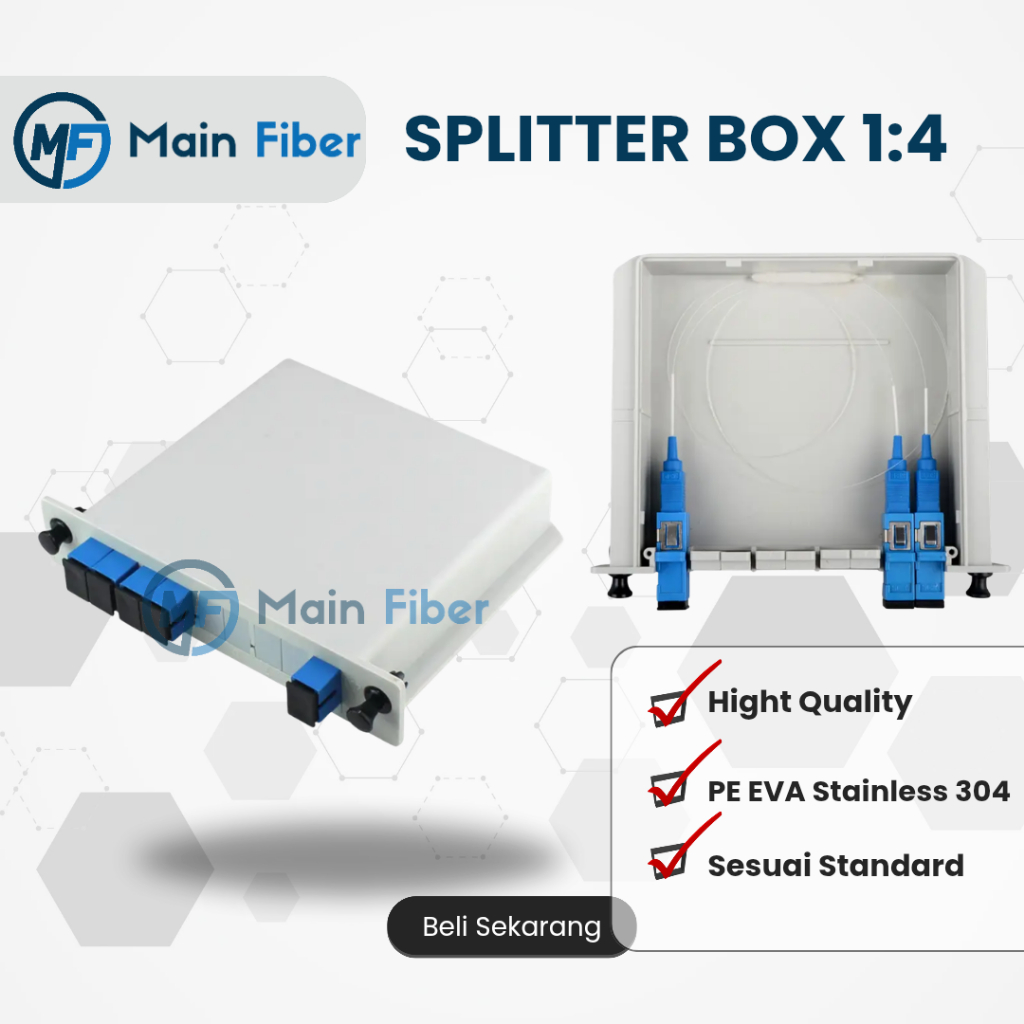 Box Passive Splitter FO 1:4 PLC Fiber Optik FTTH SC UPC Cocok Untuk ODC ODP