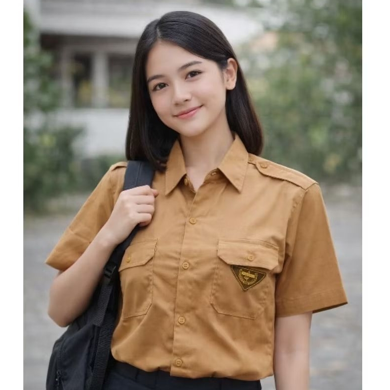 Baju Seragam Pramuka Penggalang Coklat Kuning / Seragam Sekolah / Kain Oxford / Merk Dona Jaya / Pra